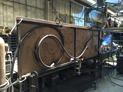 Custom iron handrail for interior stairs