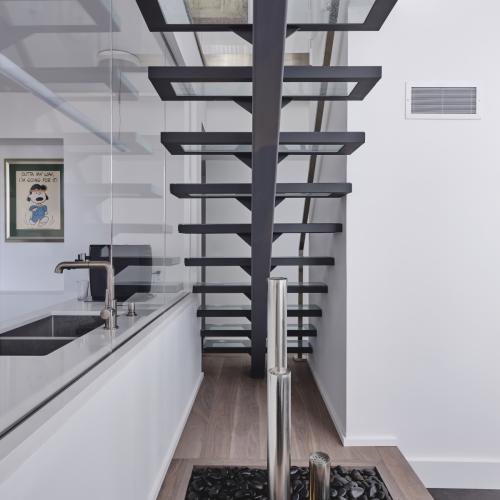 Glass balustrade on second-floor landing